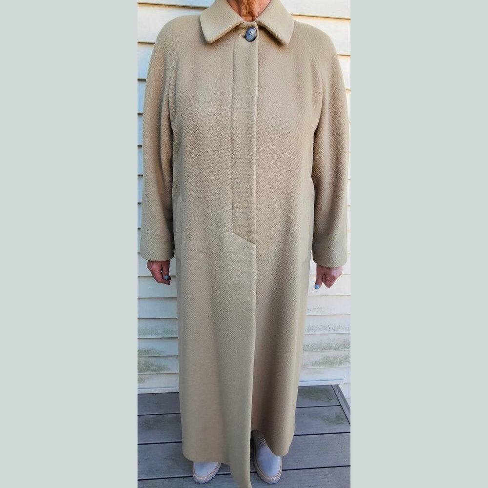 Accento by Marzotto Italian Wool Mohair Coat | Almond Frost | Size Large